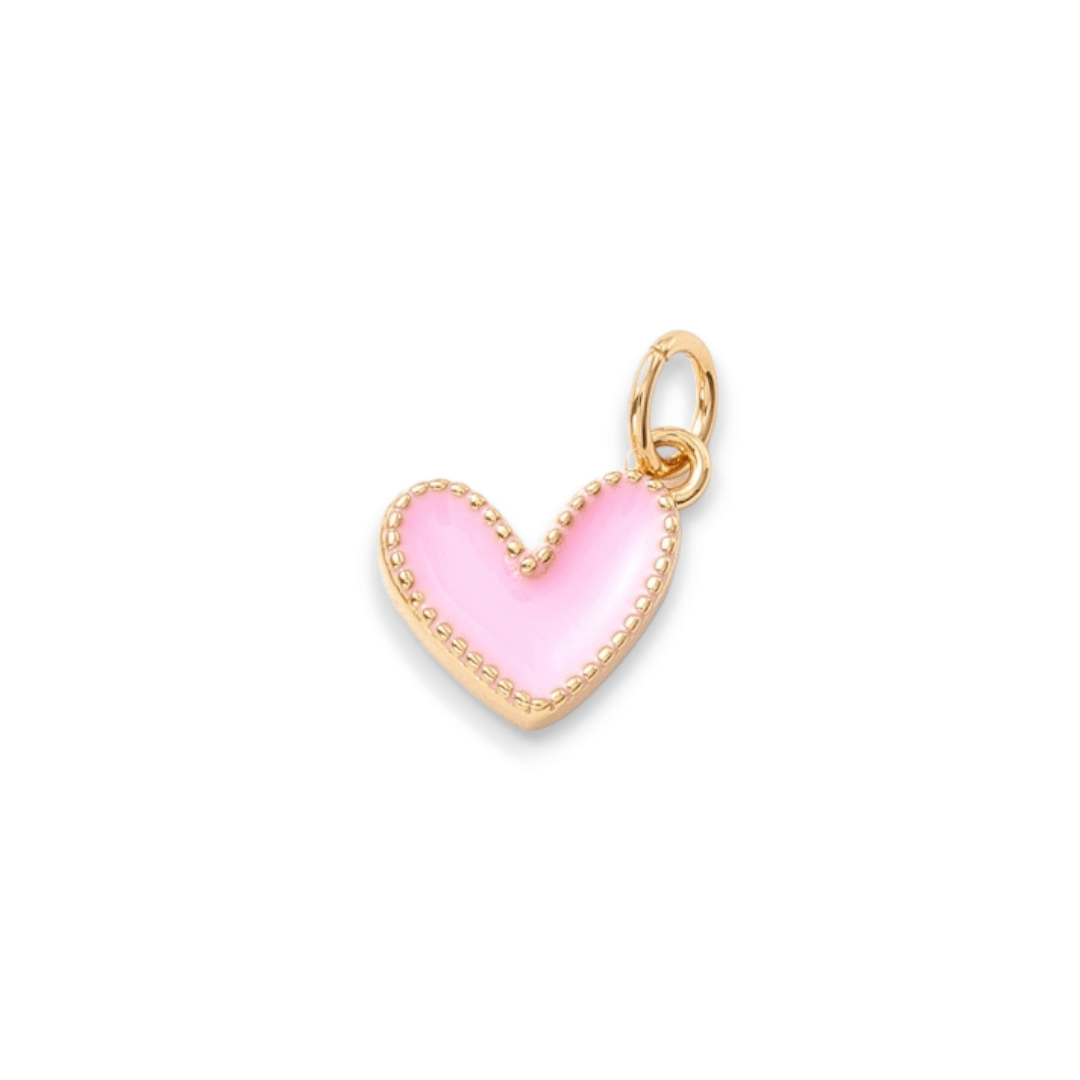 Dije esmaltado mini corazón heart 9 mm baño de oro / unidad12