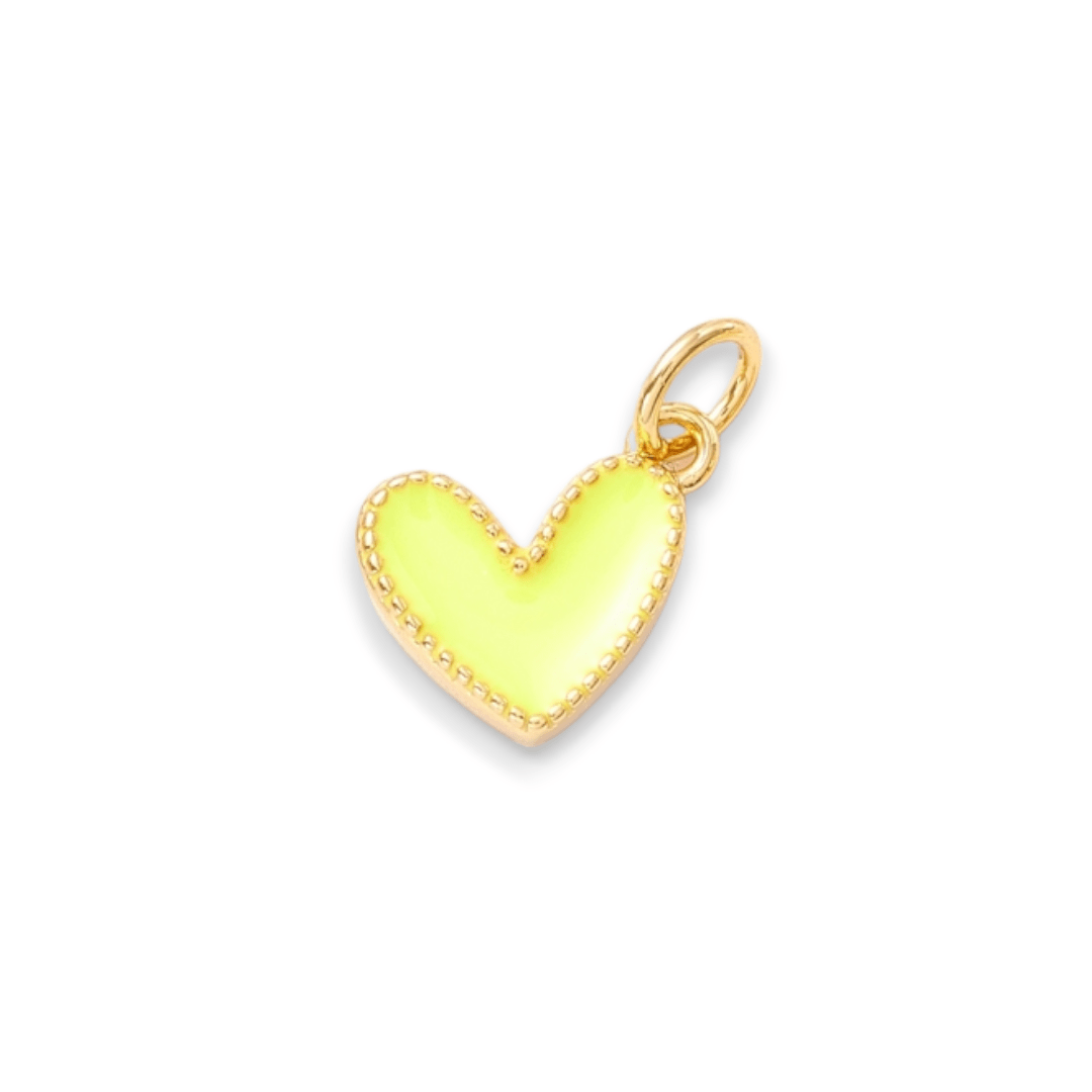 Dije esmaltado mini corazón heart 9 mm baño de oro / unidad10