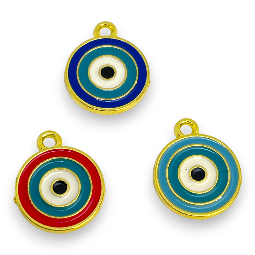 Dije esmaltado círculo ojo nazar baño de oro / unidad1