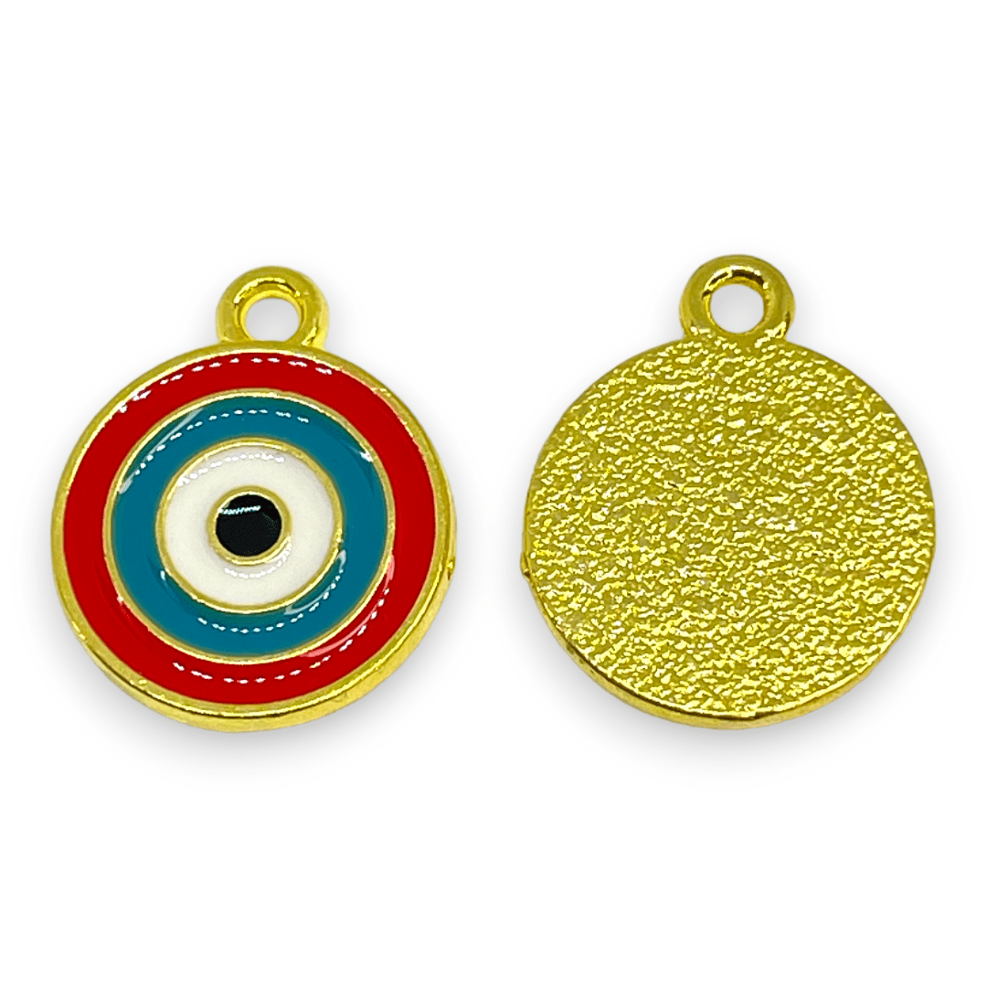 Dije esmaltado círculo ojo nazar baño de oro / unidad2