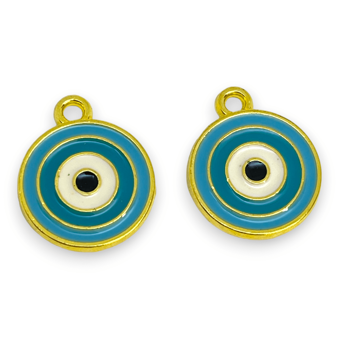 Dije esmaltado círculo ojo nazar baño de oro / unidad5