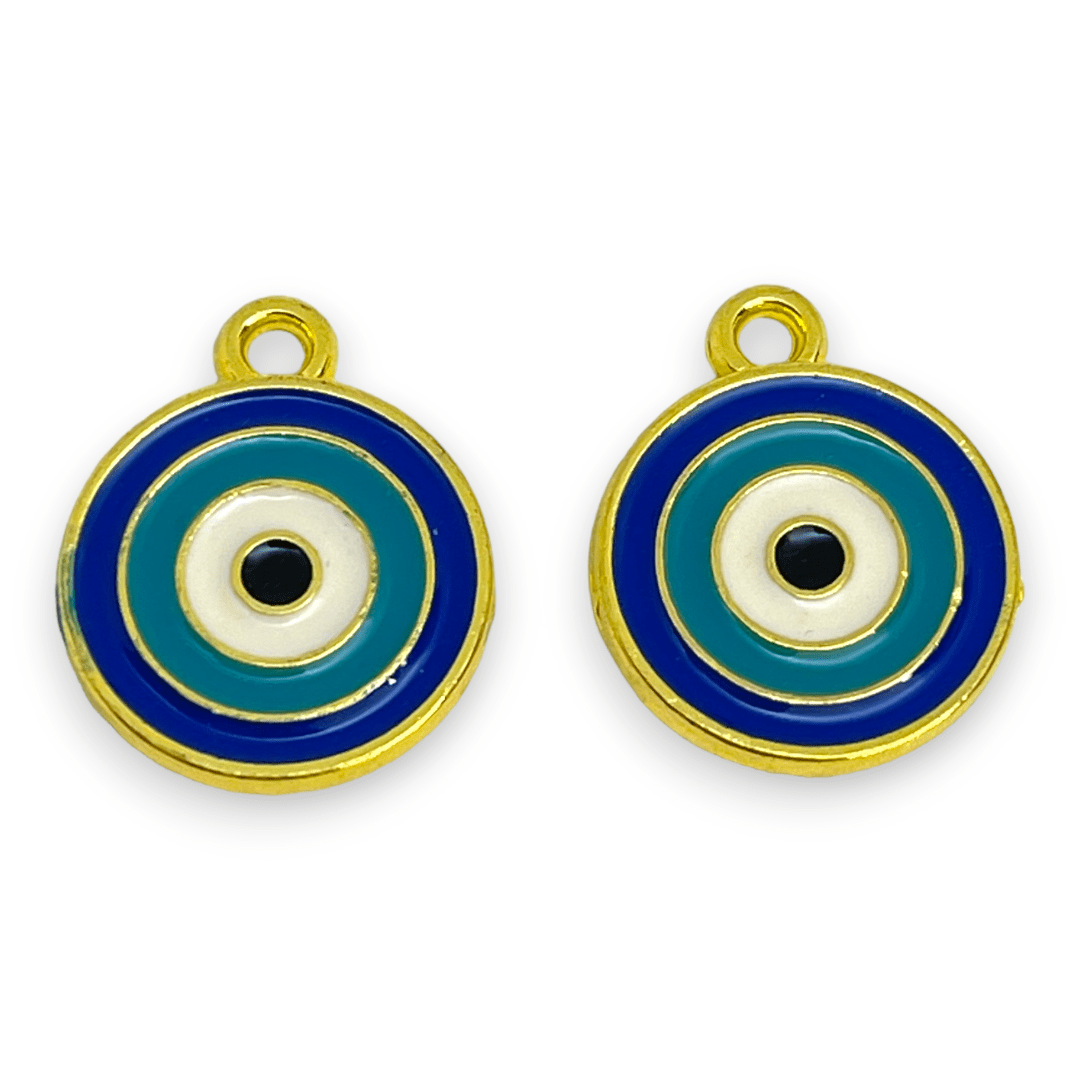 Dije esmaltado círculo ojo nazar baño de oro / unidad4