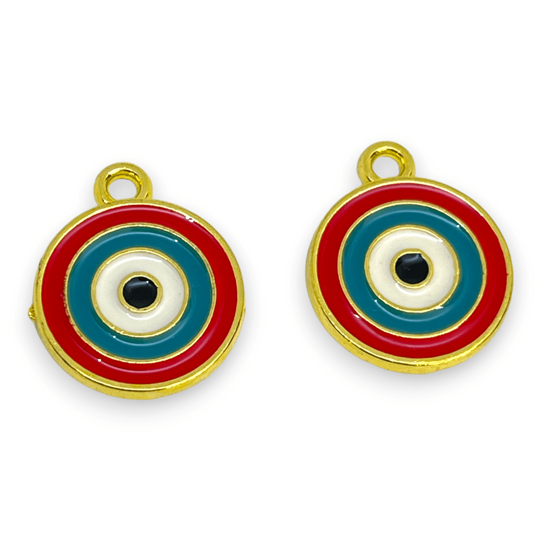 Dije esmaltado círculo ojo nazar baño de oro / unidad3