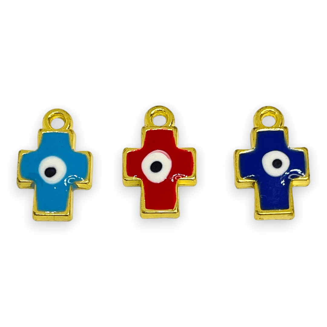 Dije esmaltado cruz ojo nazar baño de oro / unidad1