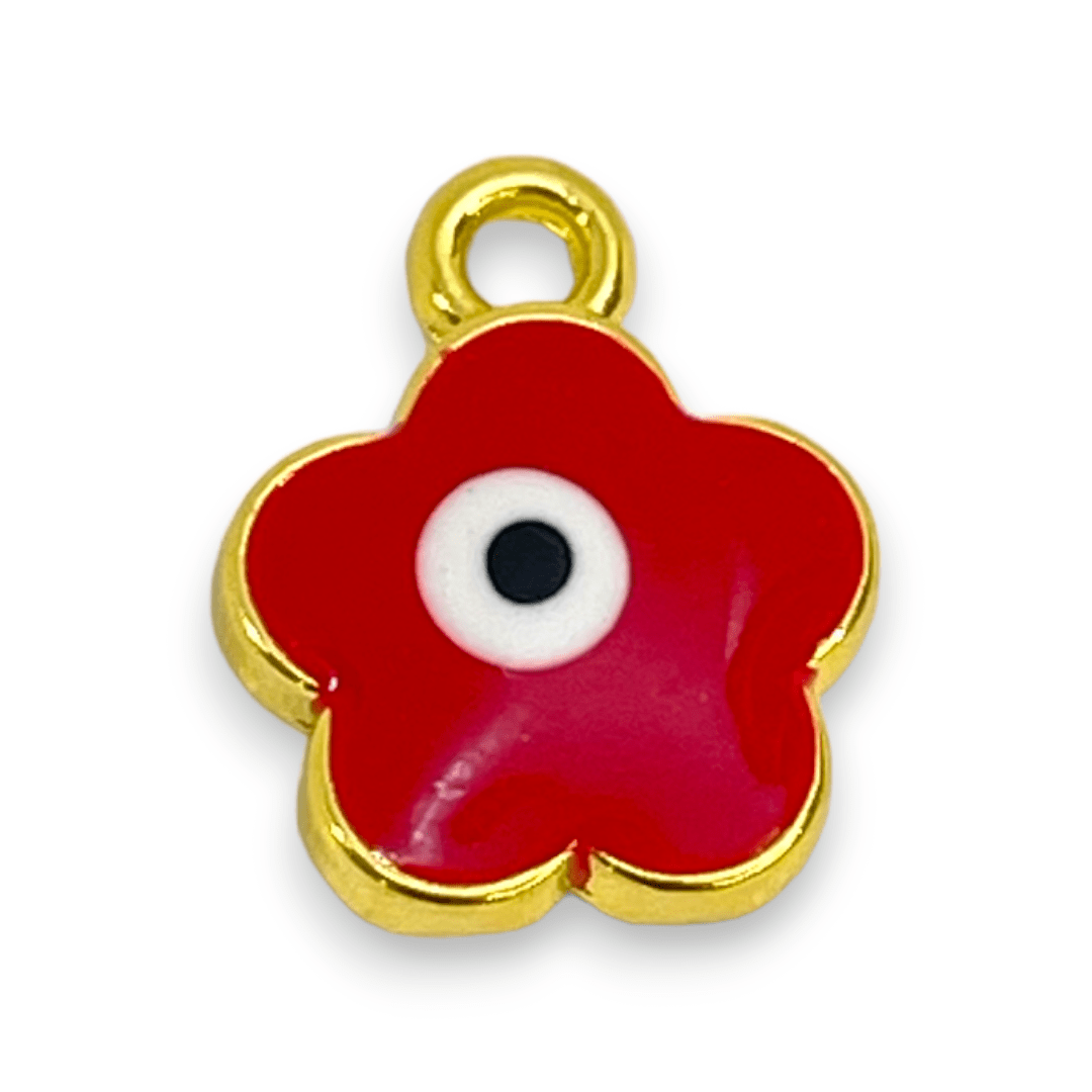 Dije esmaltado flor ojo nazar baño de oro / unidad4