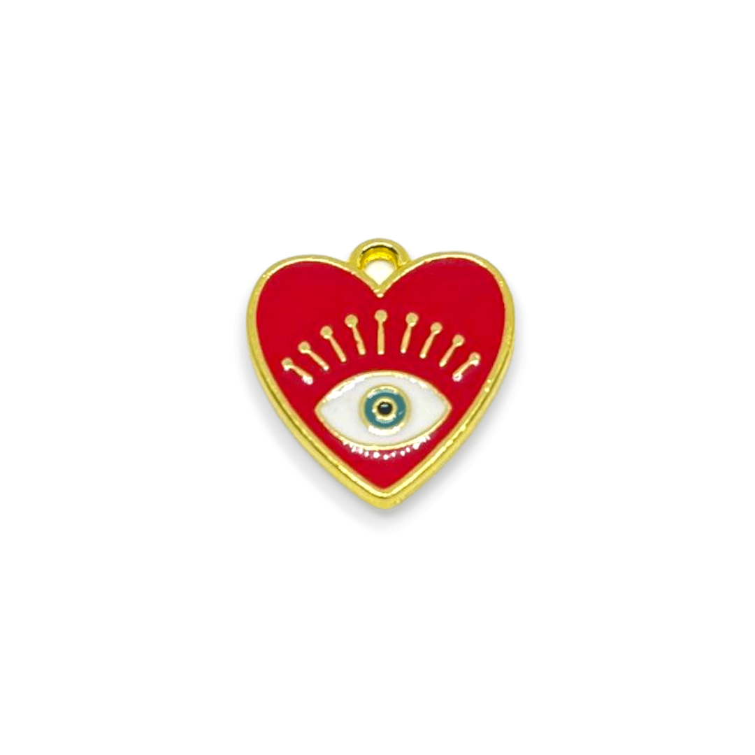 Dije esmaltado corazón ojo nazar baño de oro / unidad4