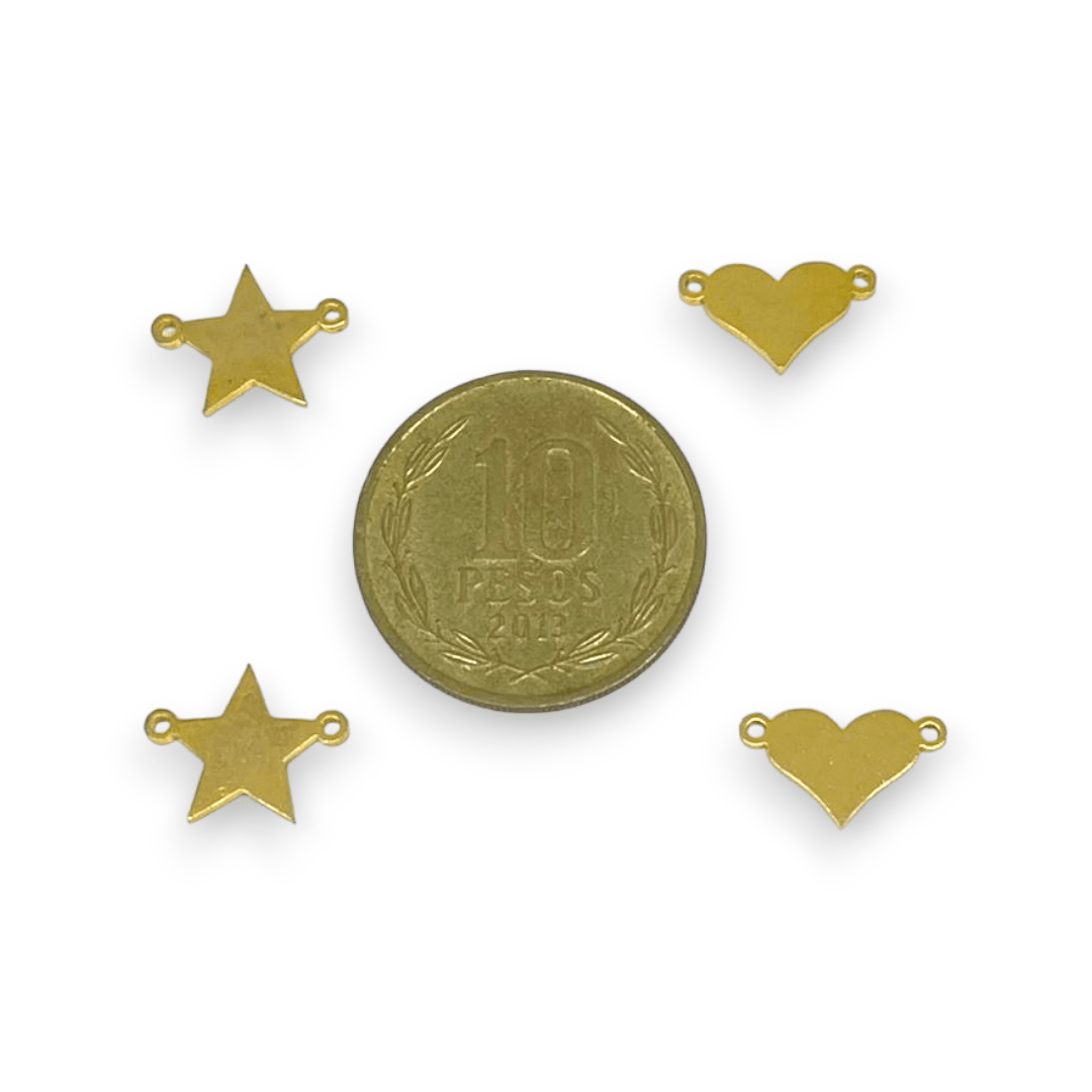 Dije conector mini corazón estrella 12 mm acero / unidad2