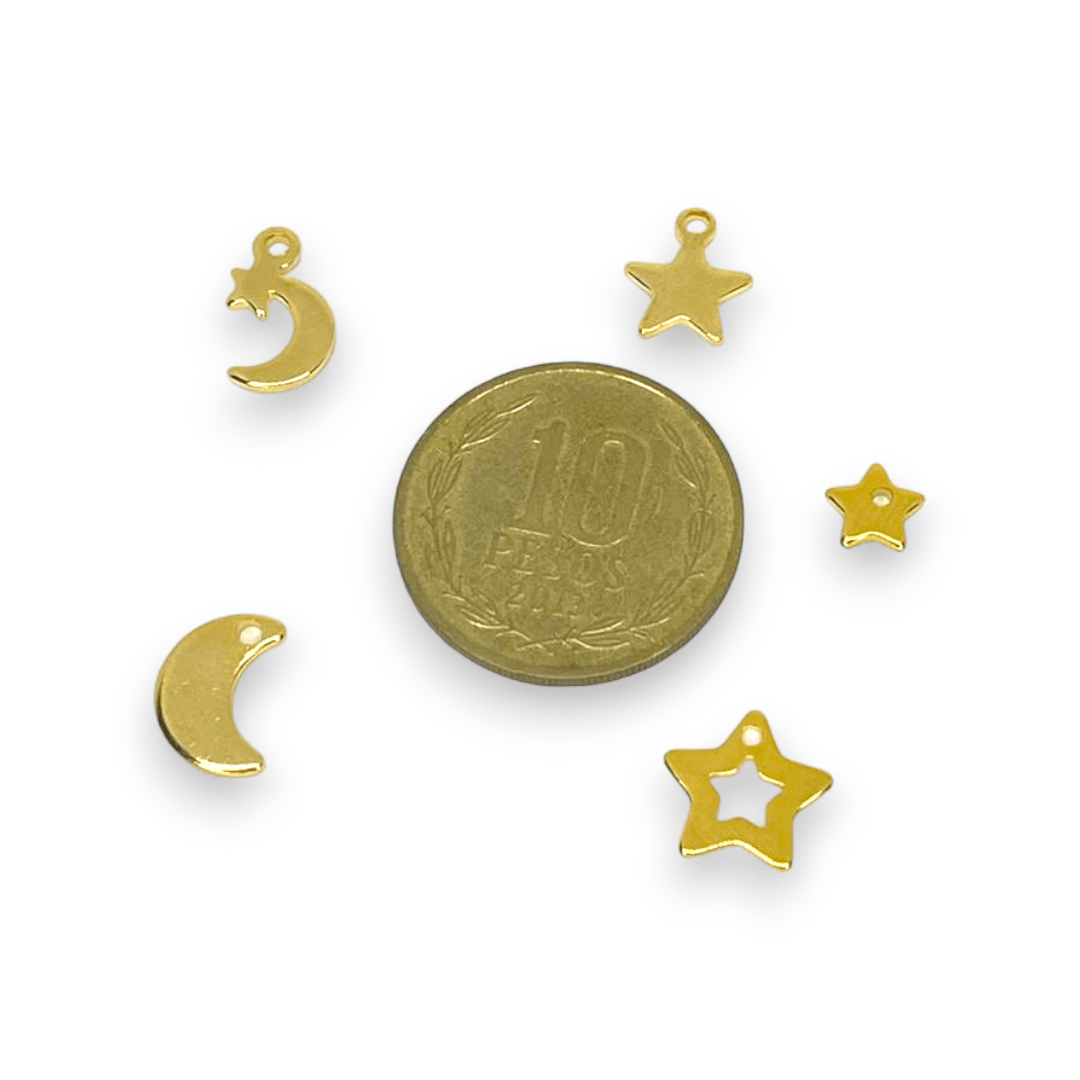 Dije colgante estrella luna acero / unidad2