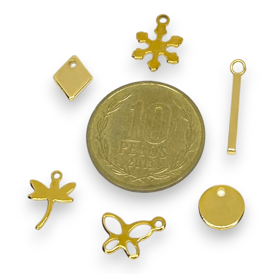 Dije colgante círculo rombo libélula mariposa copo acero / unidad2