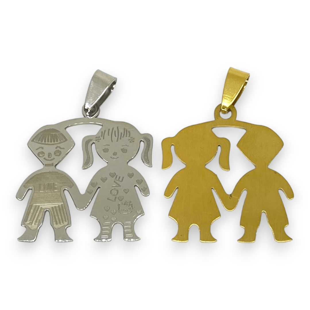 Dije colgante niño niña 30 mm acero dorado plateado / unidad3