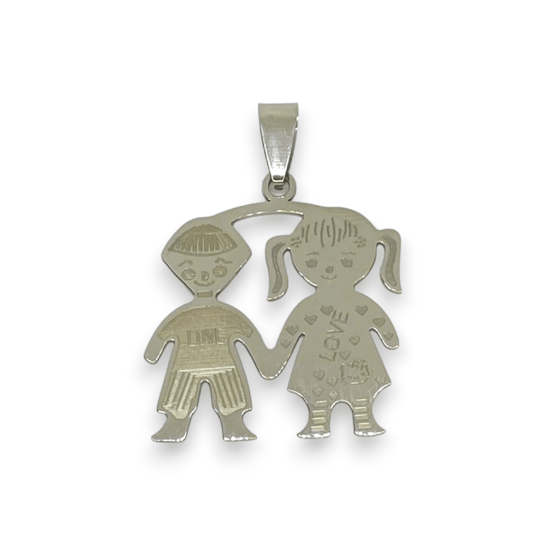 Dije colgante niño niña 30 mm acero dorado plateado / unidad5