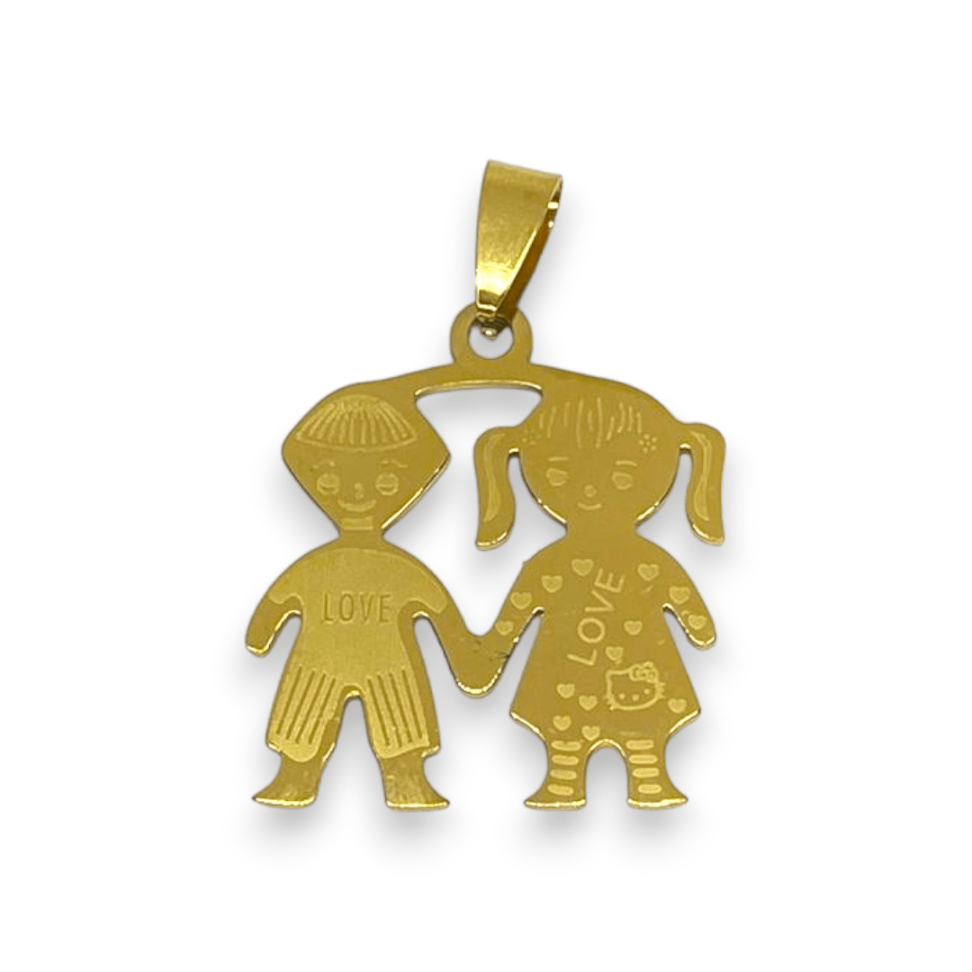 Dije colgante niño niña 30 mm acero dorado plateado / unidad4