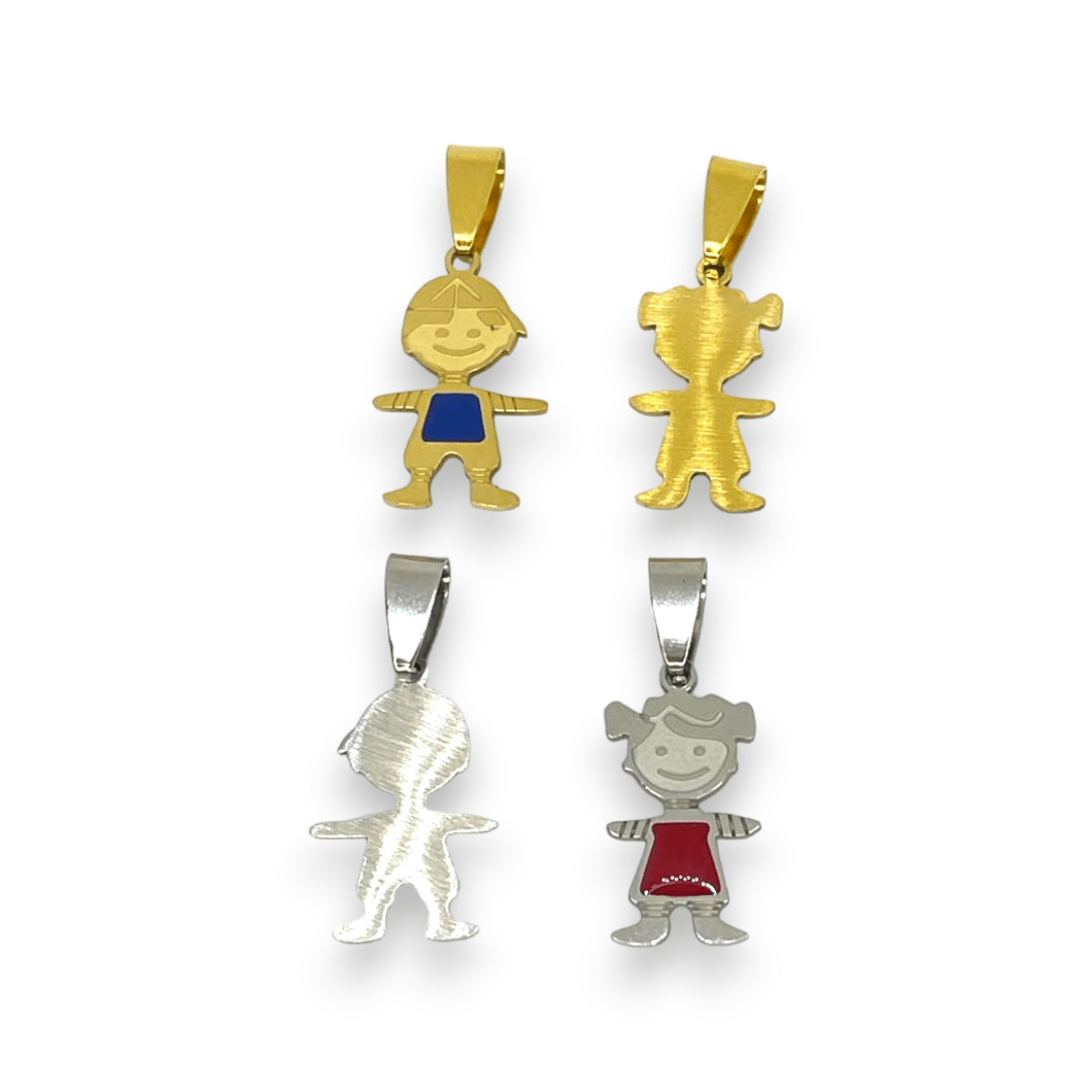 Dije colgante niño niña 23 mm acero esmaltado / unidad2