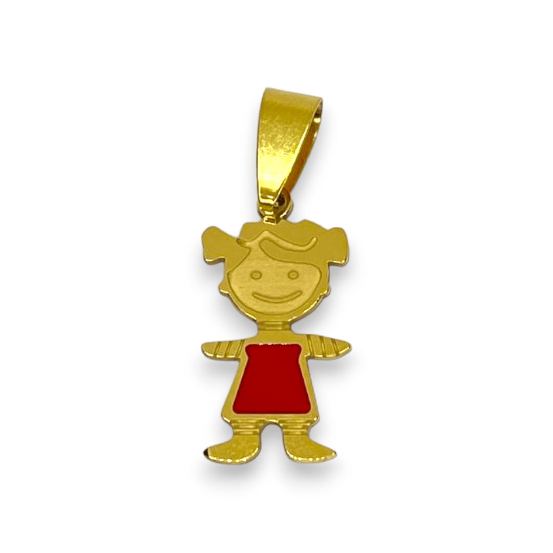 Dije colgante niño niña 23 mm acero esmaltado / unidad4