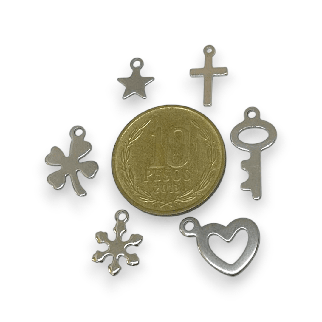 Dije colgante trebol estrella cruz copo corazón acero / unidad2