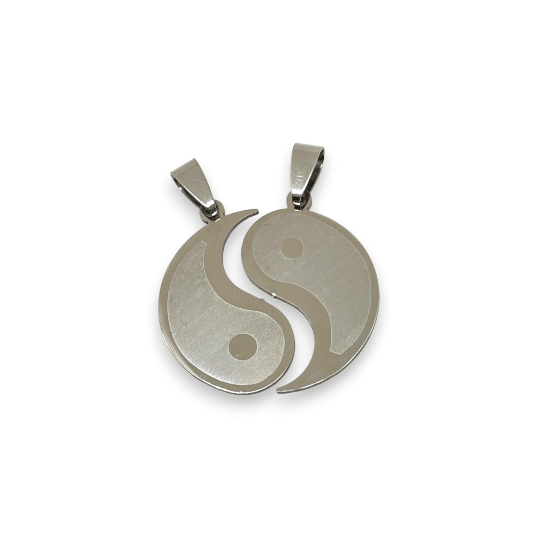 Dije colgantes parejas rompecabezas corazón yin yang acero /  unidad4