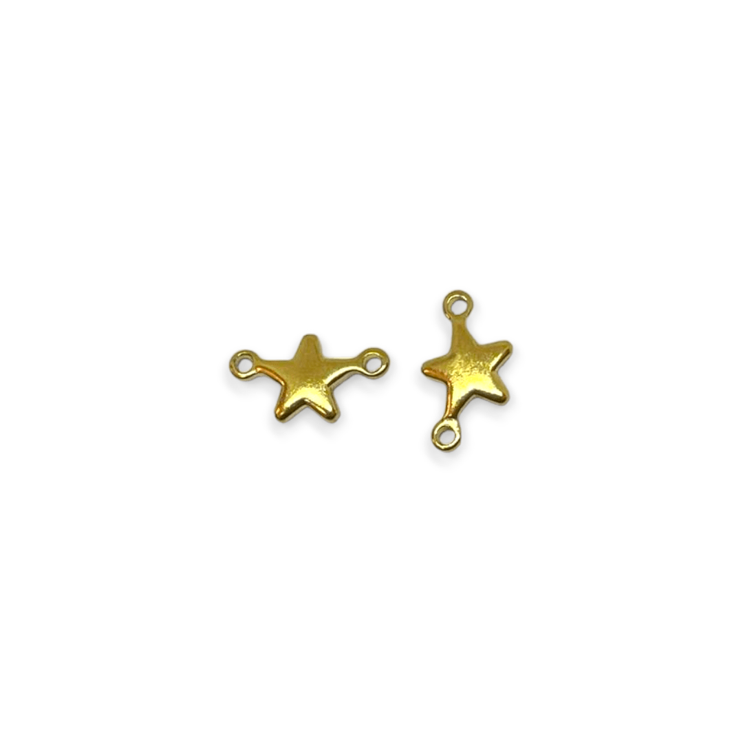 Dije conector mini corazón estrella cruz acero dorado / unidad3