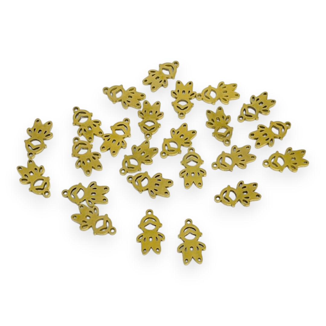 Mini dije colgante figuras surtidas 10-12 mm acero dorado / unidad12