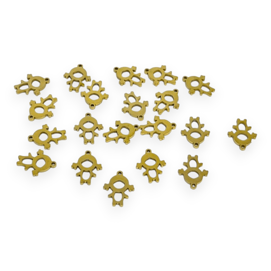 Mini dije colgante figuras surtidas 10-12 mm acero dorado / unidad11
