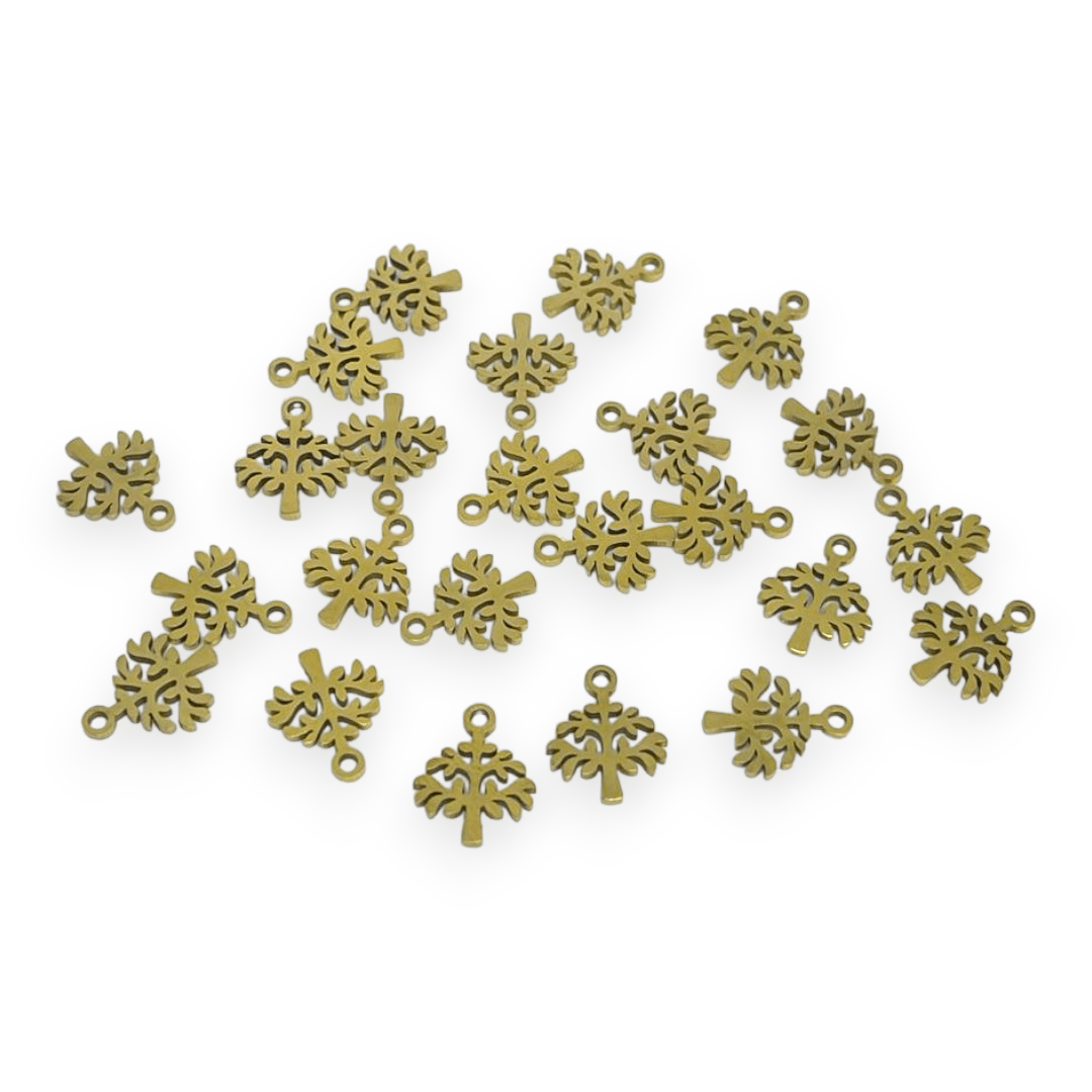 Mini dije colgante figuras surtidas 10-12 mm acero dorado / unidad10