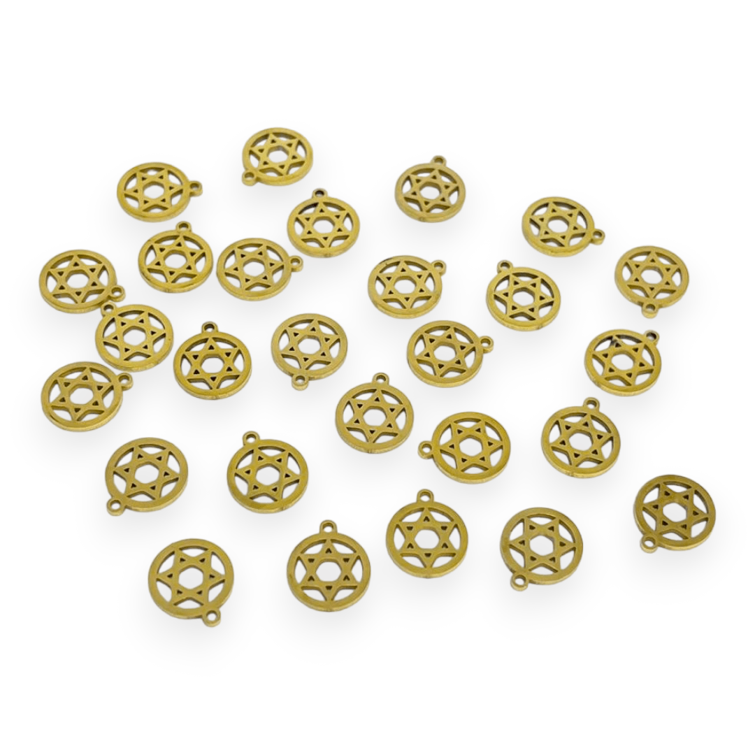 Mini dije colgante figuras surtidas 10-12 mm acero dorado / unidad9