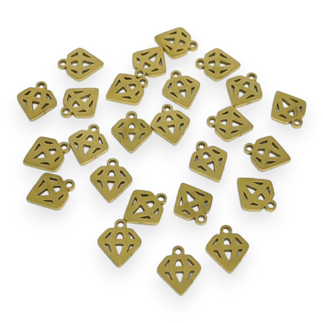 Mini dije colgante figuras surtidas 10-12 mm acero dorado / unidad8