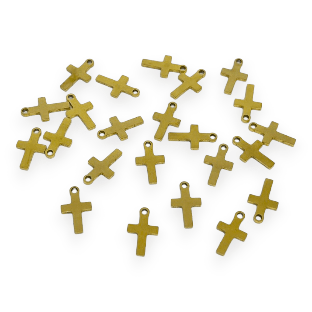 Mini dije colgante figuras surtidas 10-12 mm acero dorado / unidad7