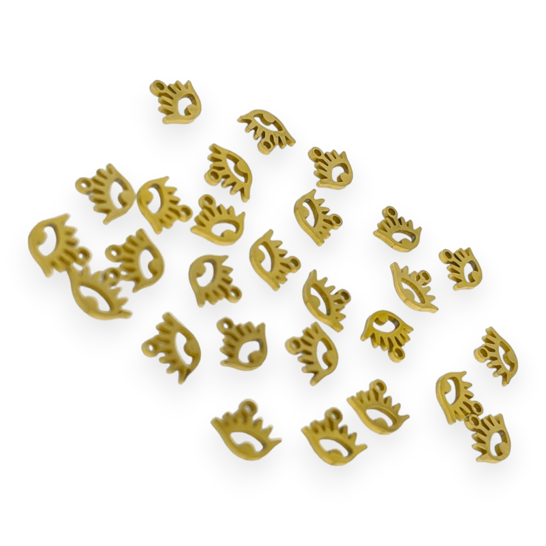 Mini dije colgante figuras surtidas 10-12 mm acero dorado / unidad6