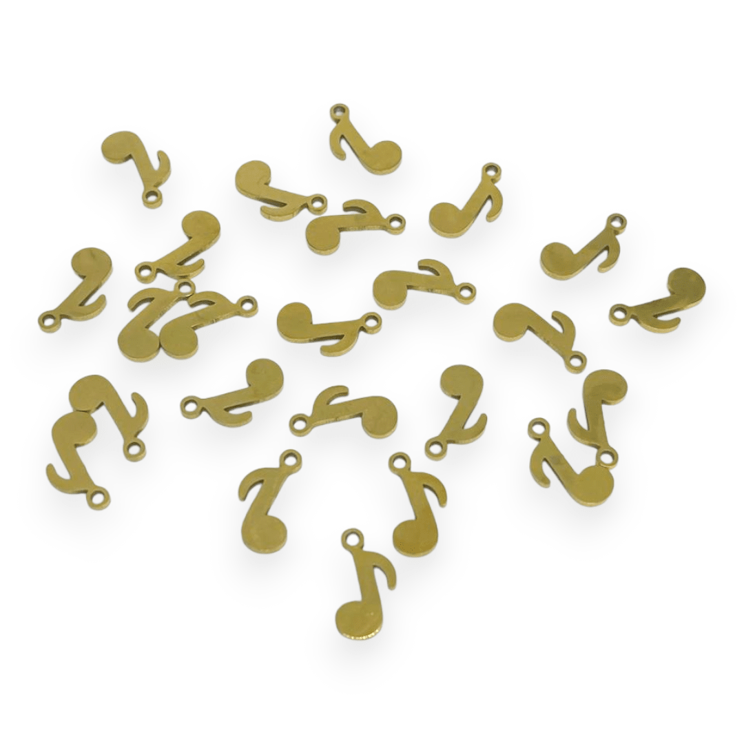 Mini dije colgante figuras surtidas 10-12 mm acero dorado / unidad5