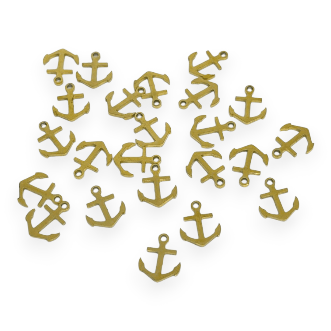 Mini dije colgante figuras surtidas 10-12 mm acero dorado / unidad4