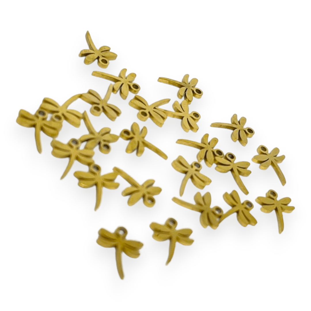 Mini dije colgante figuras surtidas 10-12 mm acero dorado / unidad3