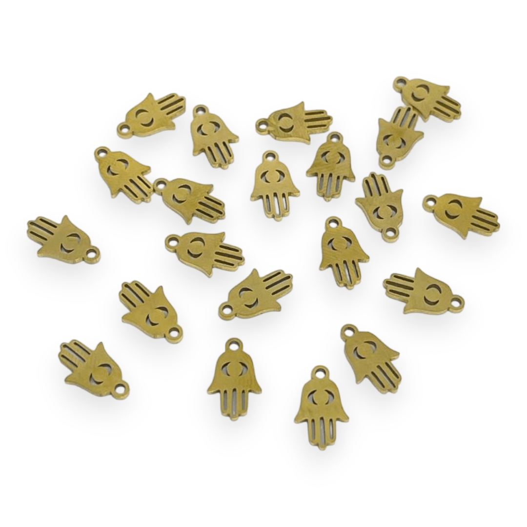 Mini dije colgante figuras surtidas 10-12 mm acero dorado / unidad2