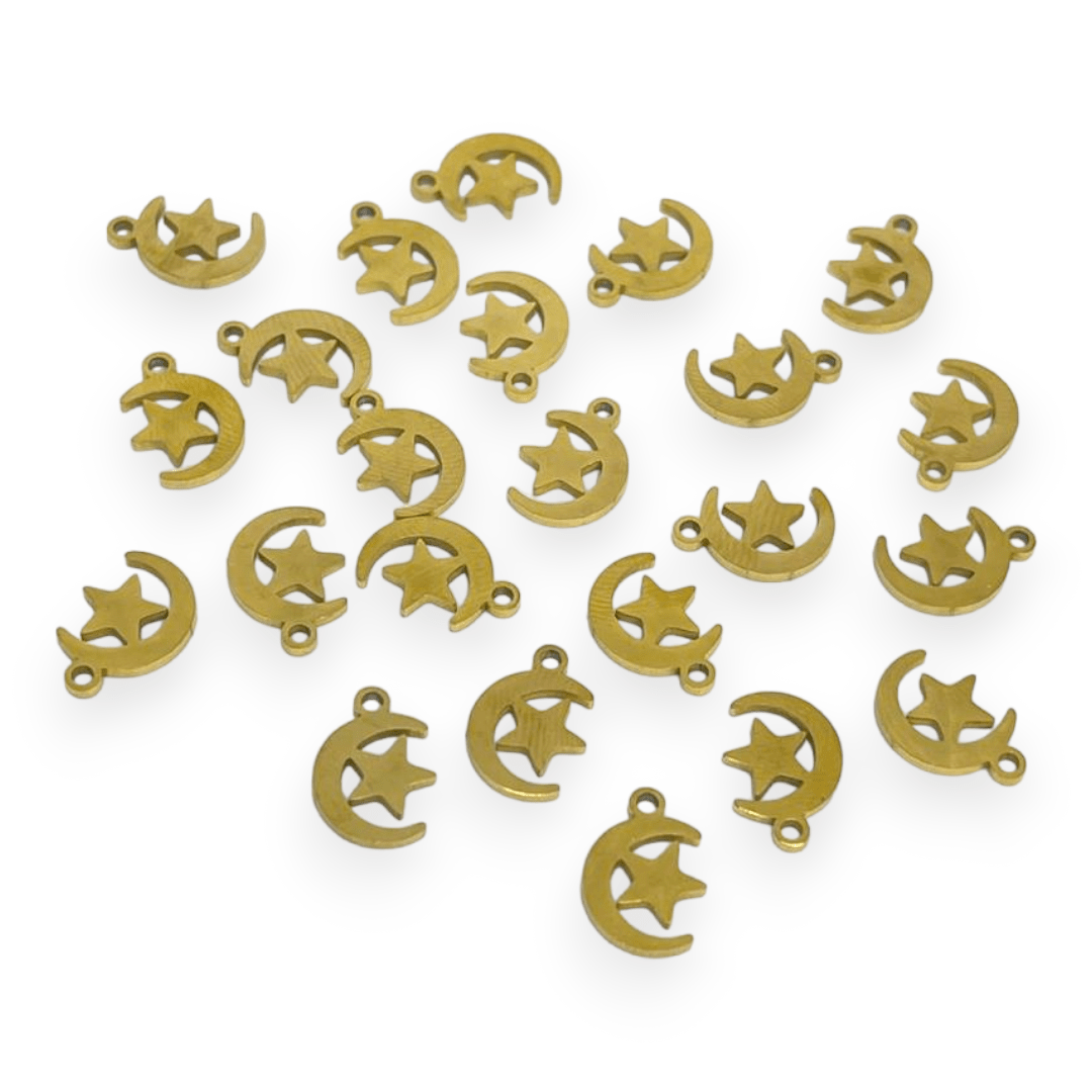 Mini dije colgante figuras surtidas 10-12 mm acero dorado / unidad1