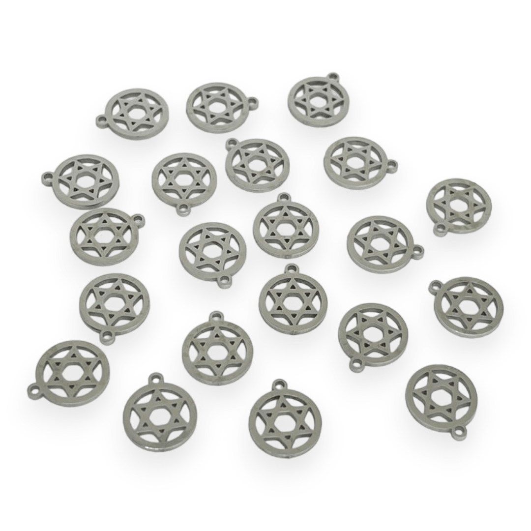 Mini dije colgante figuras surtidas 10-12 mm acero plateado / unidad10