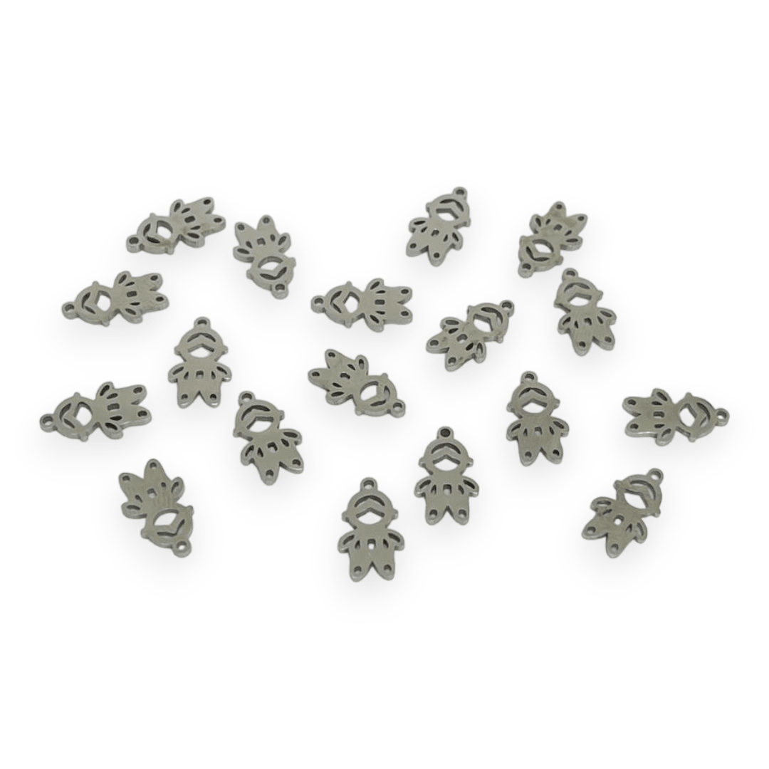 Mini dije colgante figuras surtidas 10-12 mm acero plateado / unidad7