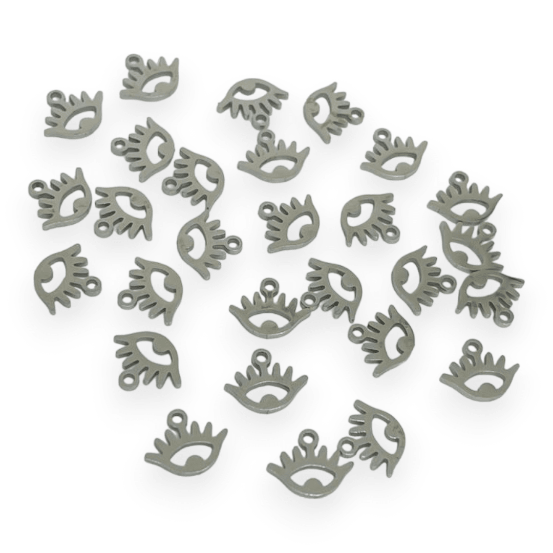 Mini dije colgante figuras surtidas 10-12 mm acero plateado / unidad3