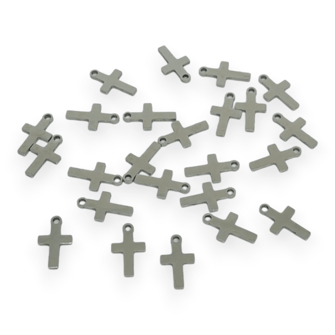 Mini dije colgante figuras surtidas 10-12 mm acero plateado / unidad2