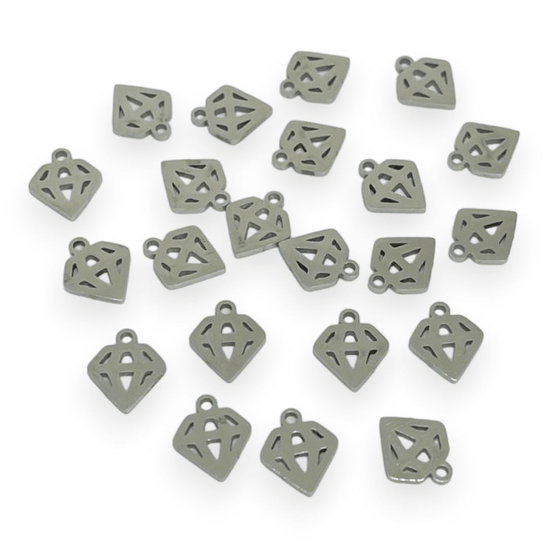 Mini dije colgante figuras surtidas 10-12 mm acero plateado / unidad1