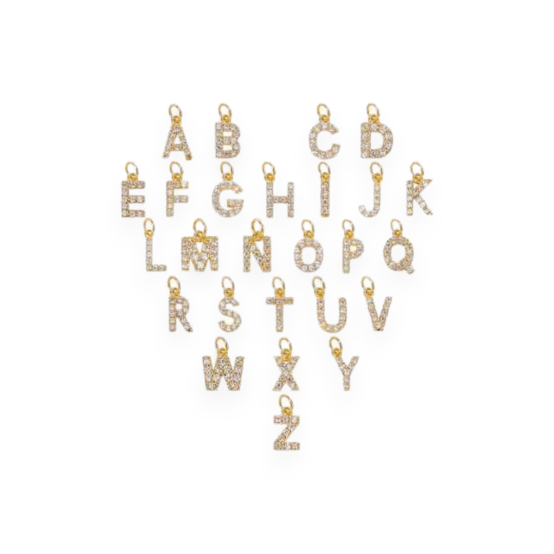 Letras colgantes abecedario 8.5 mm zircones baño de oro / unidad1