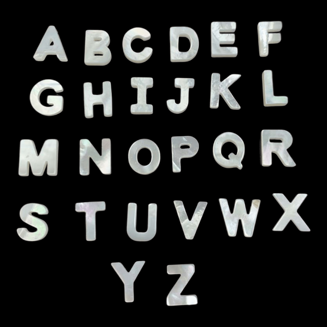 Letras pasadoras abecedario 10 mm nacar / unidad1
