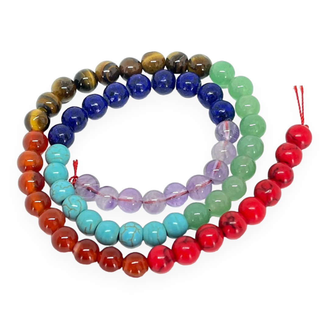Sarta abalorios cuentas piedras 7 chakras / tira2