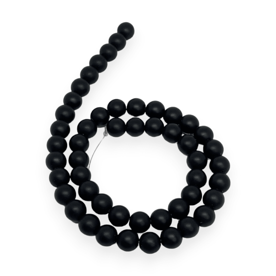 Sarta abalorios cuentas piedra onix negra mate / tira3