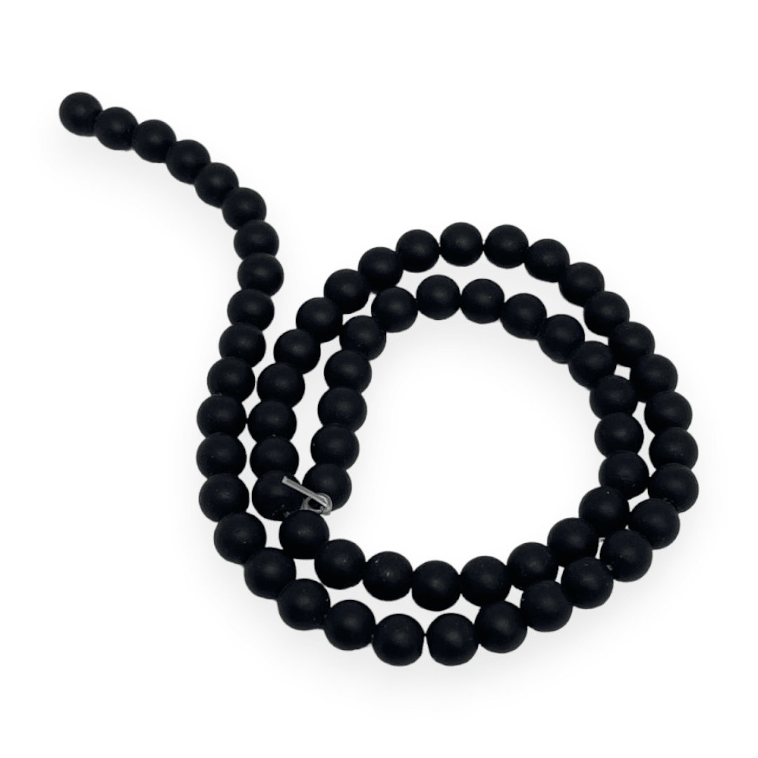 Sarta abalorios cuentas piedra onix negra mate / tira2