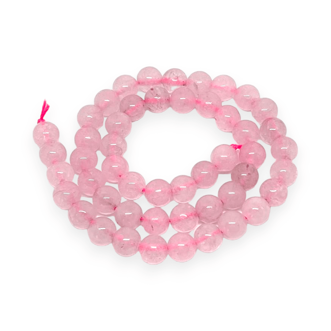 Sarta abalorios cuentas piedra cuarzo rosa / tira3