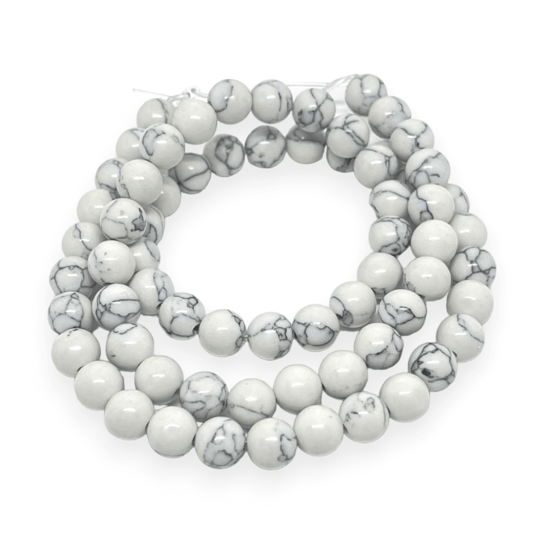 Sarta abalorios cuentas piedra howlita blanca / tira2