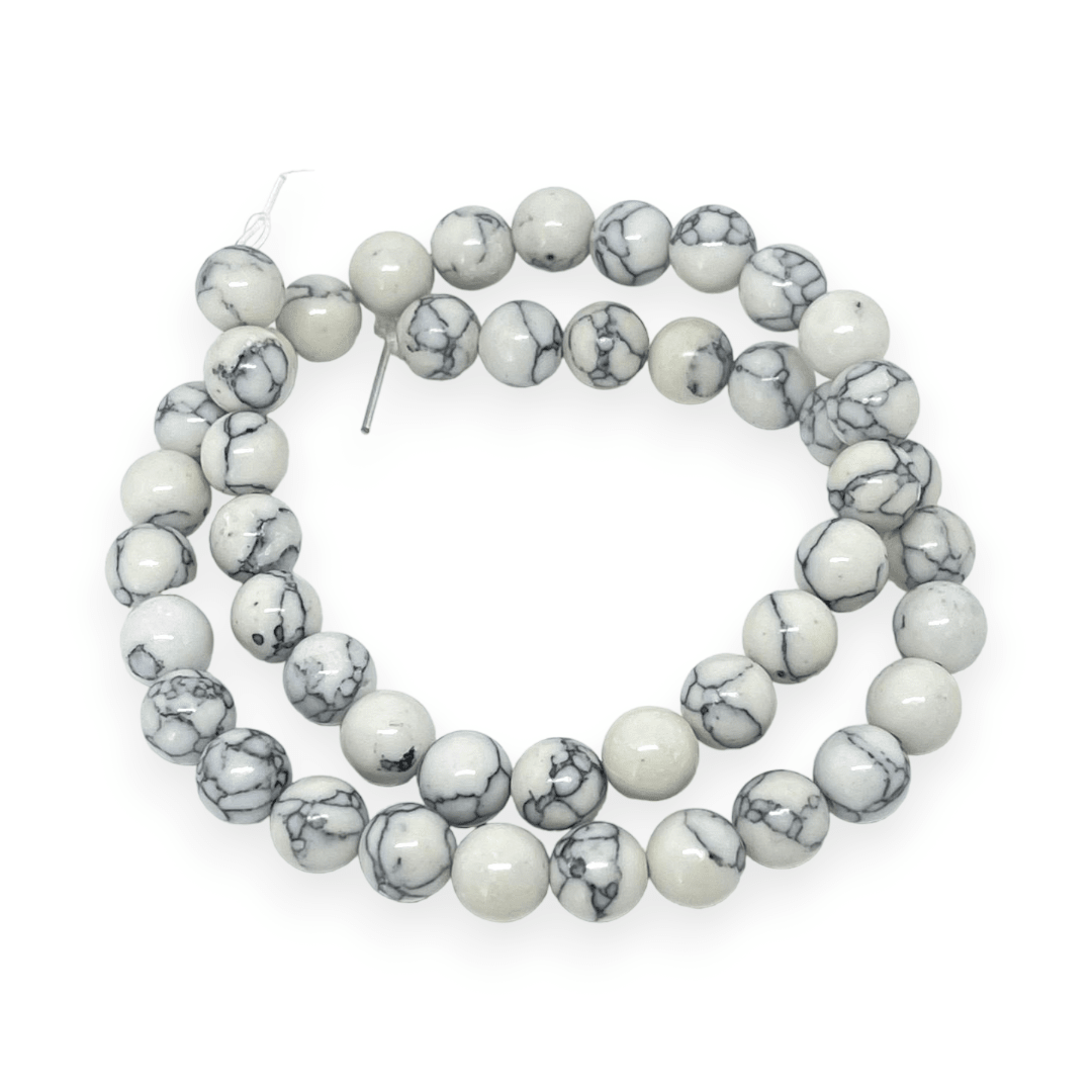 Sarta abalorios cuentas piedra howlita blanca / tira3