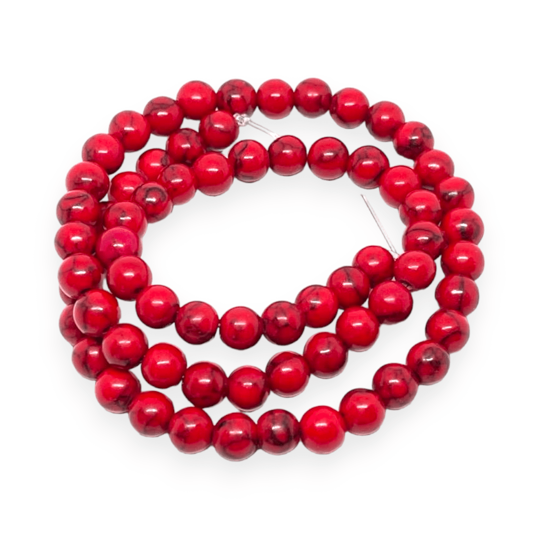 Sarta abalorios cuentas piedra howlita roja / tira2