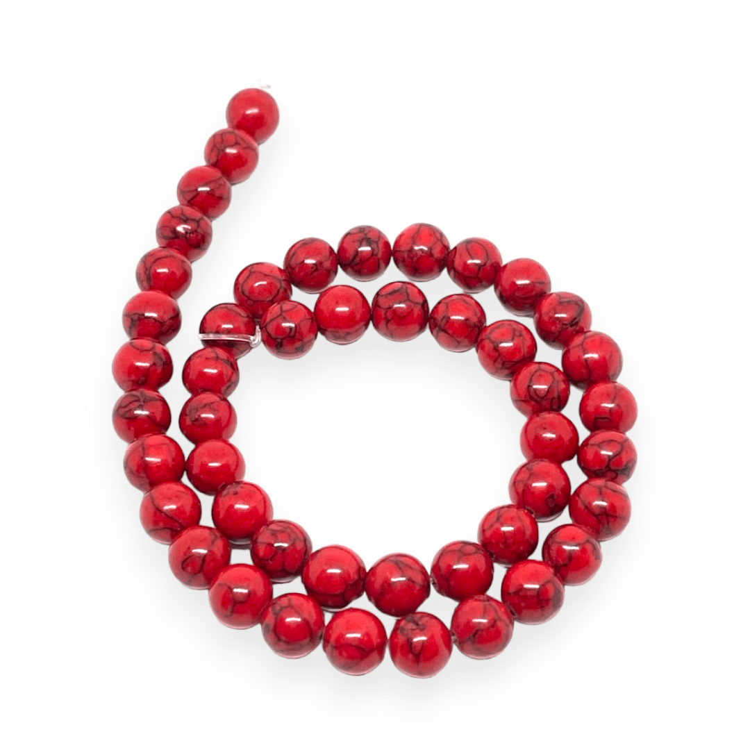 Sarta abalorios cuentas piedra howlita roja / tira3