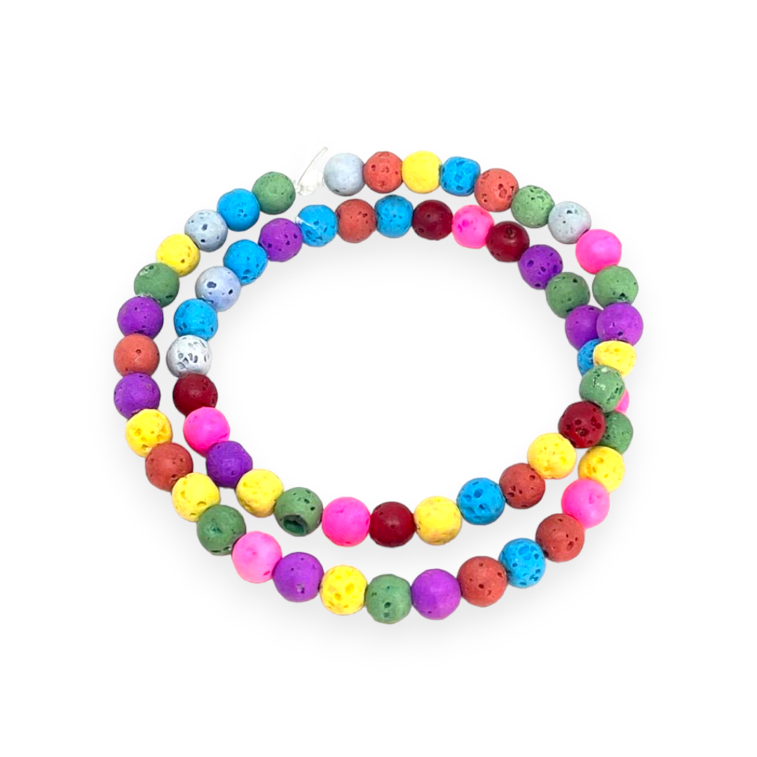 Sarta abalorios cuentas piedra volcánica / tira2