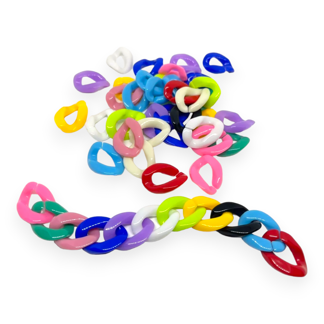 Cadena plástica acrílico por armar eslabón  20x15 mm / 25 grs2